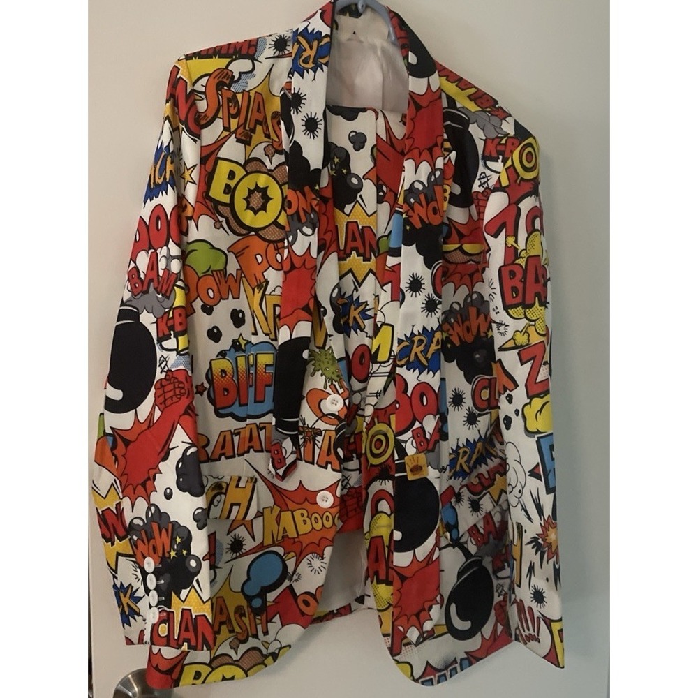 Adult Comic Book Party Suit Holiday Festive Spirit  Flex Waist Men's 38R